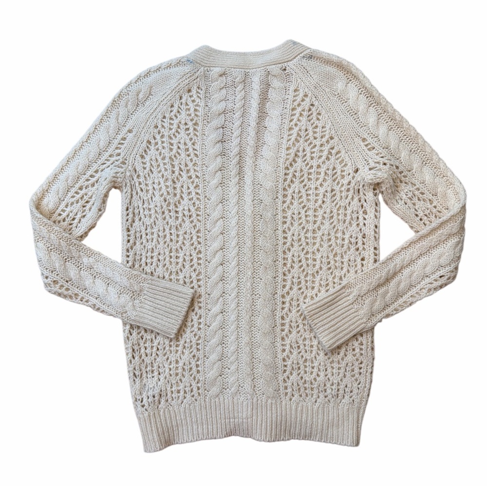 Equipment Cashmere Wool and Alpaca Beige Cable Knit Cardigan Sweater - Picture 2 of 6